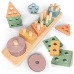 Jouet montessori  empiler et trier en bois - couleurs pastel - jeux montessori pour tout - petits 1 ...