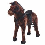 Jouet en peluche - vidaxl - cheval xxl - marron fonc - son - cadre en acier