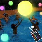 Jouets de piscine - ballon de plage gonflable  led de 16 pouces 16 lumires de couleur et 4 modes dclairage ...