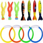 Jouets plong�e piscine enfants 11 pi�ces anneaux algues poissons label