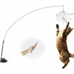 Jouet en plumes pour chat avec clochette et ventouse canne pche interactive pour chaton longueur de 100 ...