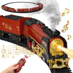 Train jouet - jouet de train lectrique  vapeur - 5 wagons - sons et lumires - fume authentique