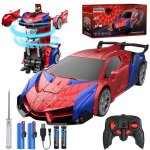 Jouet voiture t�l�command�e transformable 2 - en - 1 avec lumi�res led rotation 360� & batterie rechargeable ...