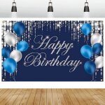 Joyeux anniversaire banni�rebleu toile banderole anniversaire toile de fond banni�re d�corations grand ...