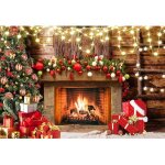 Joyeux nol toile de fond 300x200cm chemine fond vintage brique mur arbre de nol nol photographie ...