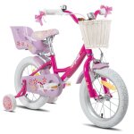 V�lo denfant - joystar - 12 pouces - rose fonc� - avec roues dentra�nement et panier