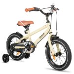 V�lo enfant 14 pouces - joystar - freins � double main - roues stabilisateurs - beige