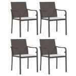 (soldes juillet)chaises de jardin et coussins 4 pcs - uu - scandinave fauteuil salon - marron 56x59x84 ...