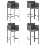 (soldes juillet)tabourets de bar - uu - chaise d�lot - lot de 4 avec coussins gris r�sine tress�e fr1316661 ...