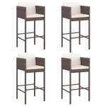 (soldes juillet)tabourets de bar - uu - chaise dlot - lot de 4 avec coussins marron rsine tresse fr1316659 ...