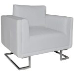 Juin * fauteuil cube - fauteuil de canap� / relaxation - avec pieds chrom�s blanc similicuir f235527