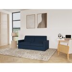 Julia - canap� 3 places convertible express couchage quotidien 140 cm matelas 18 cm en tissu - bleu marine ...