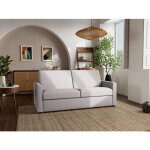 Julia - canap� 3 places convertible express couchage quotidien 140 cm matelas 18 cm en tissu - gris clair ...