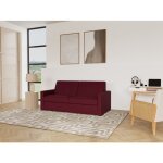 Julia - canap� 3 places convertible express couchage quotidien 140 cm matelas 18 cm en tissu - prune