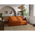 Julia - canap� 3 places convertible express couchage quotidien 140 cm matelas 18 cm en tissu - rouille ...