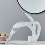 Jullybathevy robinet de lavabo cascade - blanc robinet salle de bain - la cascade froide & chaude mitigeur ...