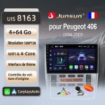 Junsun 4go 64go wifi adaptateur autoradio pour peugeot 406 1994 - 2005 accessoire autoradio android voiture ...
