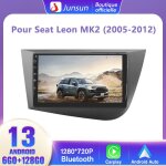 Junsun autoradio 4g android 13 6go + 128go pour seat leon 2 mk2 (2005 - 2012) 9 cran tactile avec carplay ...