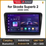 Junsun autoradio android 13 carplay voiture bluetooth pour skoda superb 2 2008 - 2015 wifi 2g + 32g 10 ...