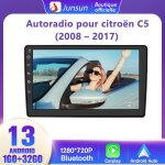 Junsun autoradio android 13 pour citroen c5 2008 - 2017 1go + 32go 10 cran tactile carplay android auto ...
