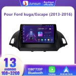 Junsun autoradio android 13 pour ford kuga / escape (2013 - 2016) 1go + 32go 9�cran tactile carplay gps ...