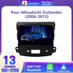 Junsun autoradio android 13 pour mitsubishi outlander (2006 - 2012) 1go + 32go 9�cran tactile carplay ...