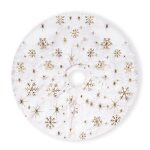 Jupe darbre de nol - gigicial - 15 pouces - blanche - paillettes dor - flocons de neige