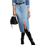 Jupe midi bleu femme morgan roma