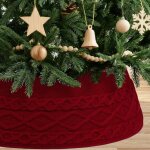 Jupe de sapin de nol en tricot - mich - 71 cm - rouge - tricot tridimensionnel - cache pied sapin