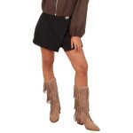 Jupe - short style jupe portefeuille. mod�le en su�dine avec bouton d�coratif dor�. pour femme - shorts ...