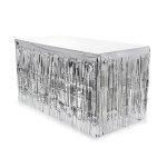 Jupe de table ou buffet � franges gris argent�e