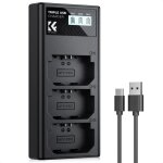 K&f concept chargeur 3 slot batterie chargeur compatibles avec sony a7iii a7iv a7rv a6700 a6600 a9 a1 ...