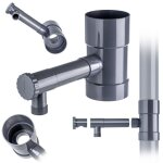 Kadax collecteur deau de pluie gris 90mm avec valve en abs durable