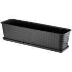 Kadax jardini�re rectangulaire 60 cm balconni�re en plastique aspect rotin avec soucoupe (anthracite) ...