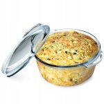 Plat à gratin - kadax - rond - verre résistant à la chaleur - 2. 15l - couvercle inclus Plat à gratin - kadax - rond - verre résistant à la chaleur - 2. 15l - couvercle inclus