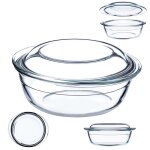 Kadax plat à gratin en verre résistant à la chaleur avec couvercle et poignées idéale pour la cuisson ... Kadax plat à gratin en verre résistant à la chaleur avec couvercle et poignées idéale pour la cuisson ...