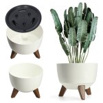 Kadax pot de fleur cache - pot sur pieds insert support de fleur 33 cm bol rond blanc