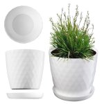 Kadax pot de fleurs en plastique avec soucoupe intgre pot de plante pour une dcoration florale moderne ...