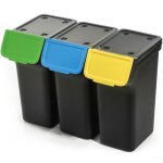 Kadax poubelle avec couvercle poubelle en plastique pour le tri des déchets rectangulaire (noir 3 x 25 ... Kadax poubelle avec couvercle poubelle en plastique pour le tri des déchets rectangulaire (noir 3 x 25 ...