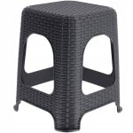 Kadax tabouret en plastique � l�l�gant effet rotin marchepied dot� de pieds (anthracite)