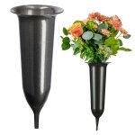 Kadax vase fiole pour cimetière 30cm fleurs artificielles pointe graphite martelé Kadax vase fiole pour cimetière 30cm fleurs artificielles pointe graphite martelé