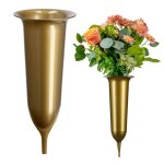 Kadax vase fiole pour cimetière 31cm fleurs artificielles pointée or Kadax vase fiole pour cimetière 31cm fleurs artificielles pointée or