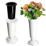 Kadax vase flacon pour cimeti�re tombe pierre tombale blanc 29cm