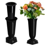 Kadax vase flacon pour cimetière tombe pierre tombale noir 23cm Kadax vase flacon pour cimetière tombe pierre tombale noir 23cm