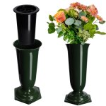Kadax vase flacon fleurs pierre tombale cimetière pierre tombale insert base vert 37cm Kadax vase flacon fleurs pierre tombale cimetière pierre tombale insert base vert 37cm