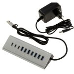 Kalea - informatique hub multiprise usb3 aluminium 10 ports (usb 3. 0 5gb) avec alimentation 12v 3a 7 ...