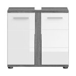 Kaleb - meuble sous - lavabo en m�lamin� blanc et argent� (l / h / p : 60x57x34 cm)