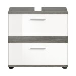 Kaleb - meuble sous - lavabo en m�lamin� blanc et argent� (l / h / p : 60x57x34 cm)