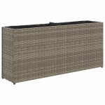 Kalisse�lit sur�lev�e - jardini�re balcon bac � fleurs avec 2 pots gris 90x20x40cm r�sine tress�e magicfr05 ...