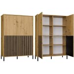 Kamaro - biblioth�que moderne 8 �tag�res et 4 portes - 147. 5x103. 5x40cm - meuble de rangement - ch�ne ...